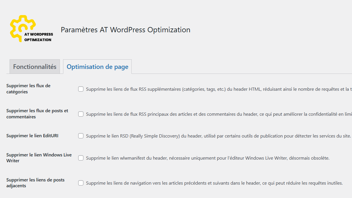 Optimisation de pages AT WordPress Optimization