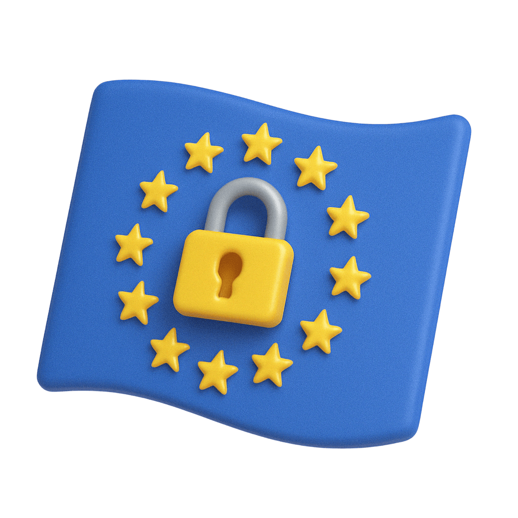 drapeau union européenne avec cadenas pour symboliser le RGPD