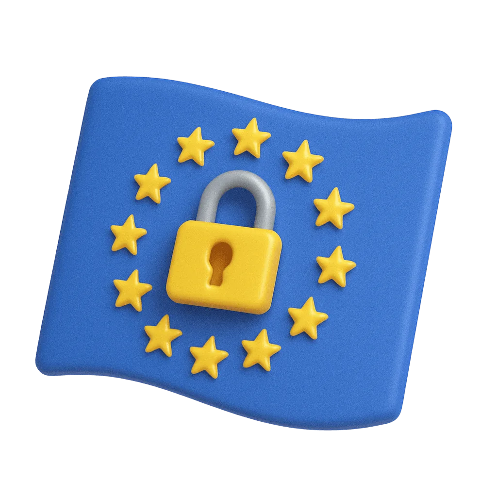 drapeau union européenne avec cadenas pour symboliser le RGPD