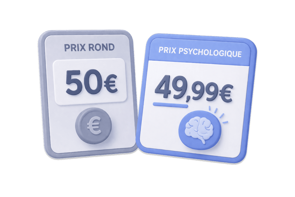 Illustration pour présenter la différence entre un prix rond et un prix psychologique